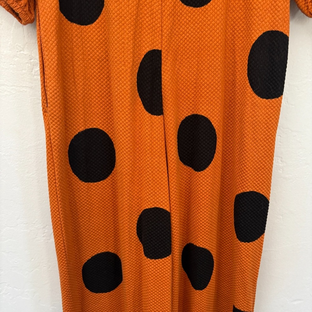 Farm Rio Anthropologie Polka Dot Wide Leg Jumpsuit Medium Orange Black New FLAW - Picture 12 of 16